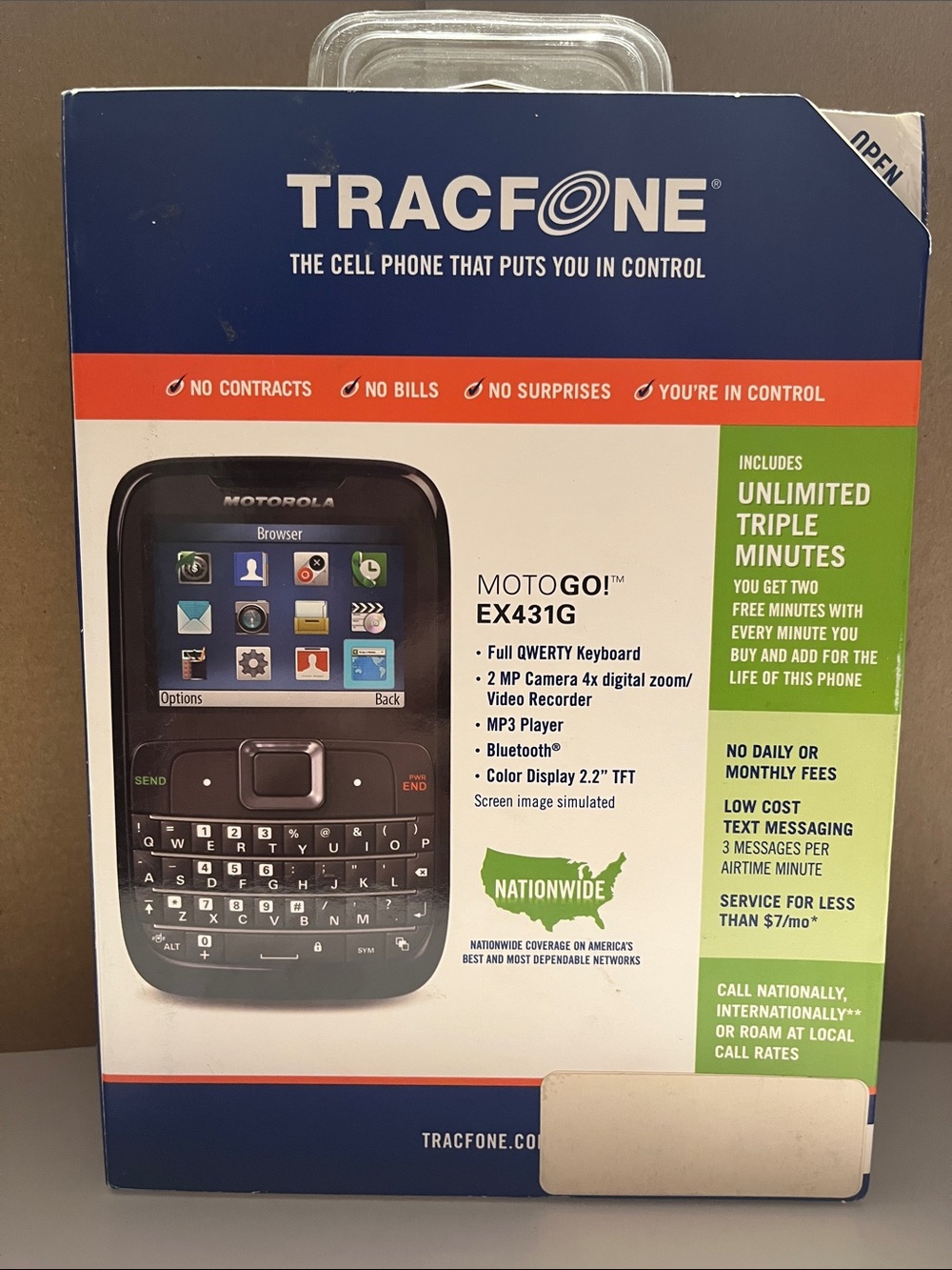 Brand New TracFone MotoGO! EX431G Black Prepaid Cell Phone (TracFone)